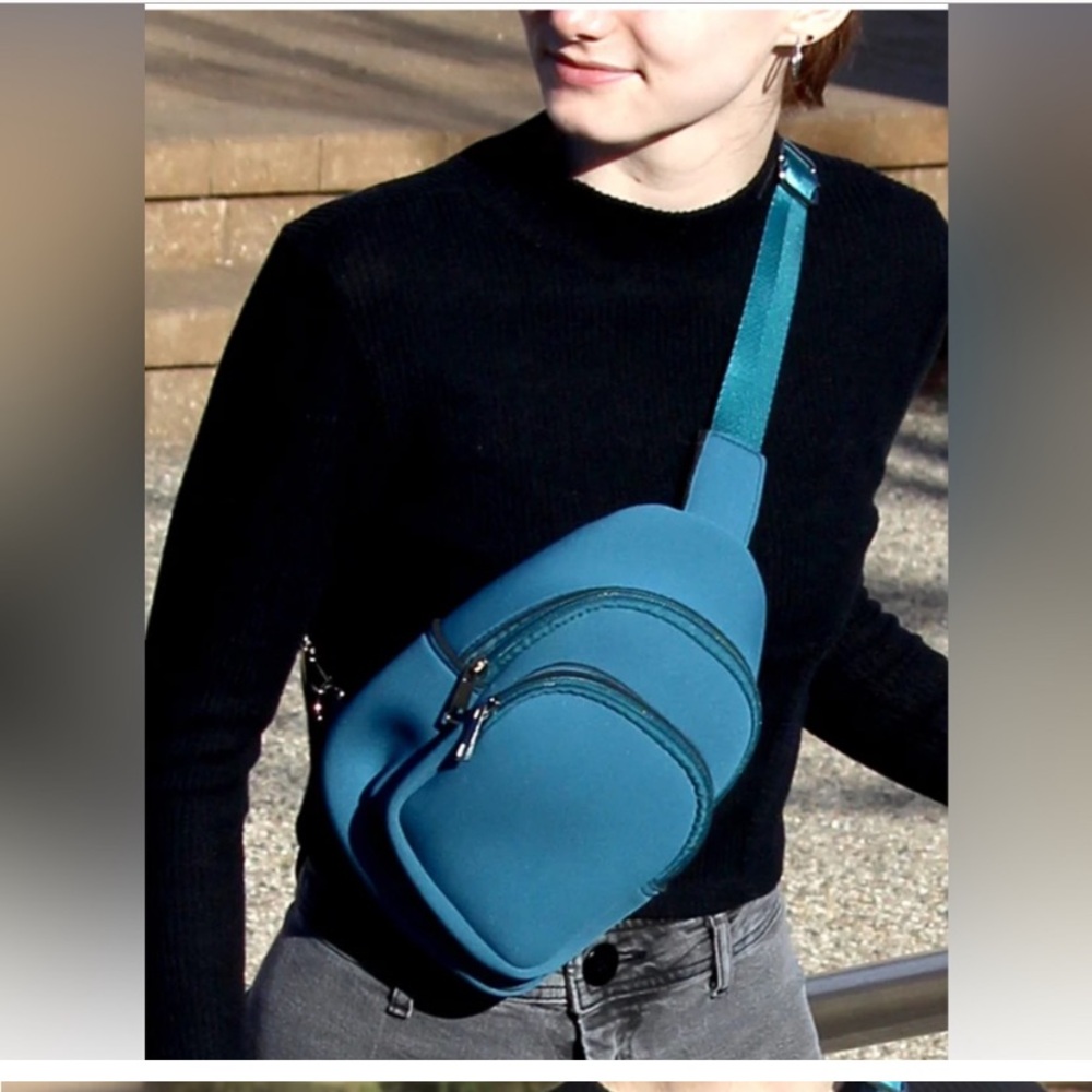 K Carroll Shelly Teal sling crossbody bag - Picture 2 of 10